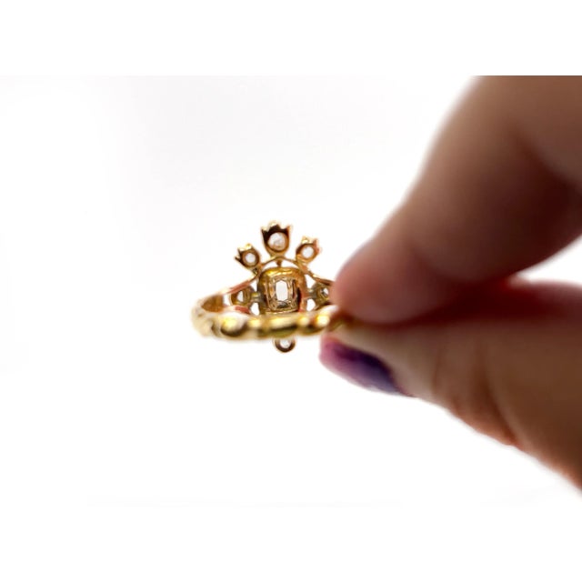 Traditional Late 19th Century Victorian 14k Table Cut Diamond Tiara Ring, Renaissance Revival, Size 10 For Sale - Image 3 of 7