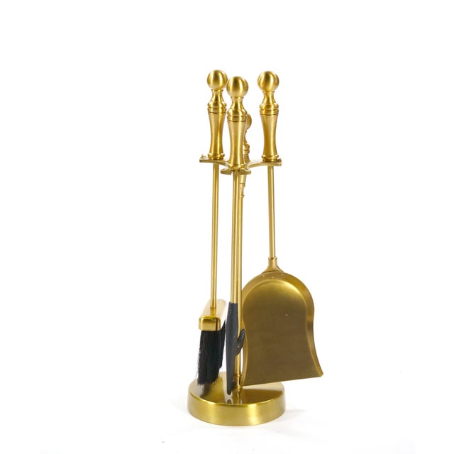 Italian Brass Fireplace Tool Set on Stand For Sale - Image 9 of 9