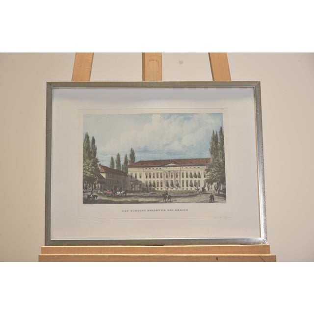 Bellevue Palace Near Berlin, Colored Steel Engraving, Circa 1855 For Sale - Image 8 of 8