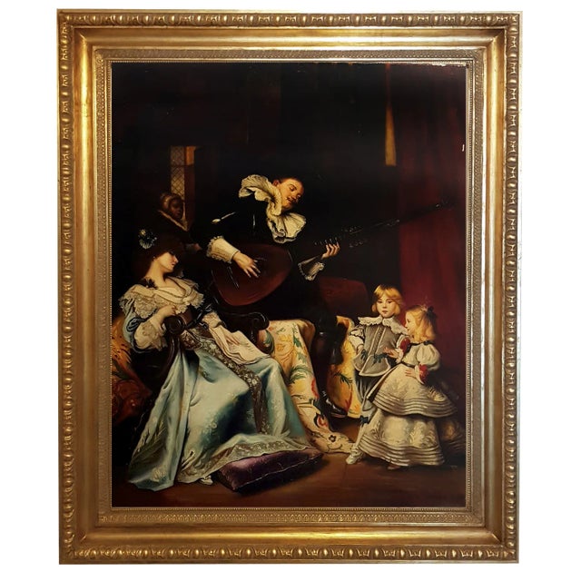 Eugenio De Blasi, Scene with Minstrel, 2005, Italy, Oil on Canvas, Framed For Sale
