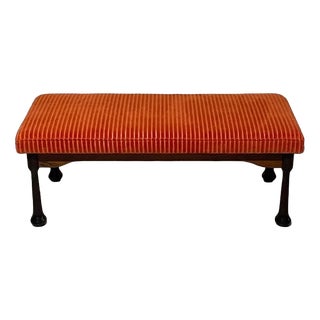 Bench in Stained Wood and Corduroy, 1960s For Sale