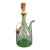 Vintage Hand Blown Italian Green Glass Wine Decanter Ice Chamber Raffia Stopper For Sale