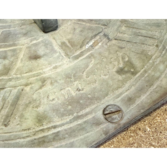 Large English Sundial of Composition Stone With Bronze Dial for the Garden For Sale - Image 11 of 13