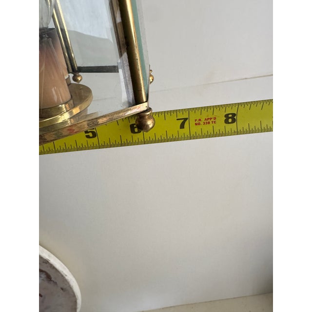 Brass Hexagonal Beveled Glass Brass Lantern, Flush Mount For Sale - Image 8 of 9