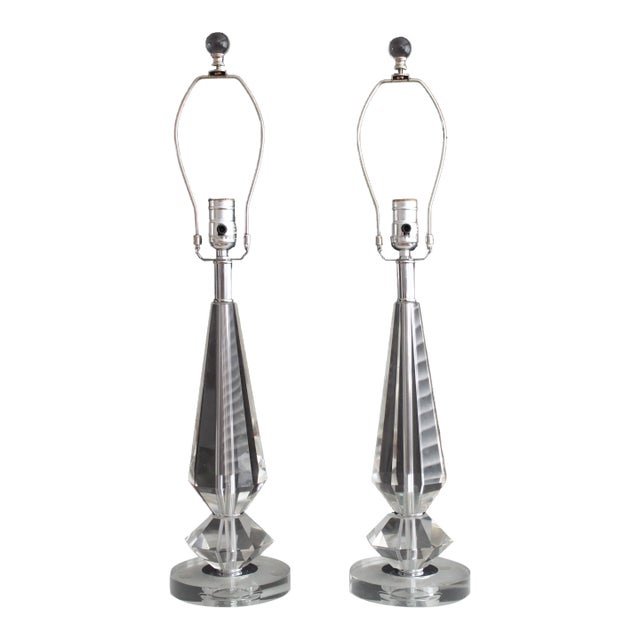 Pair of Mid 20th Century Waterford Crystal Influence Lamps For Sale