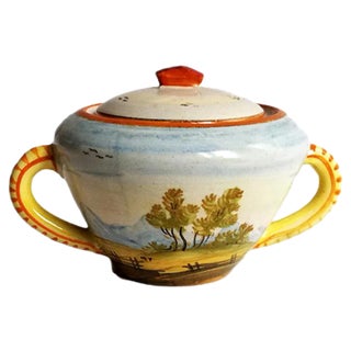 Mid-Century Italian Ceramic Lidded Bowl from Castelli For Sale