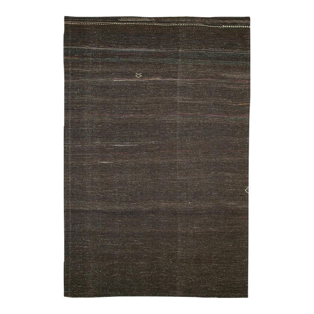Galerie Shabab Collection Mid-20th Century Handmade Turkish Tribal Flat-Weave Accent Rug in Brown For Sale