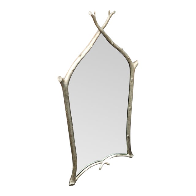 Vintage Carver's Guild Carol Conner Gothic Twig Mirror ~ 42 X 21 Pewter Finish For Sale