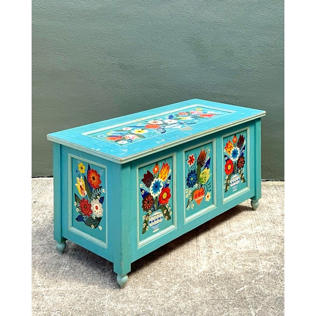 Vintage Hand Painted Blanket Trunk For Sale - Image 12 of 12