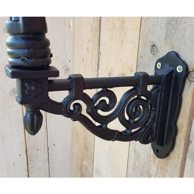 Antique Hexagon Cast Iron Wall Lantern For Sale - Image 3 of 4