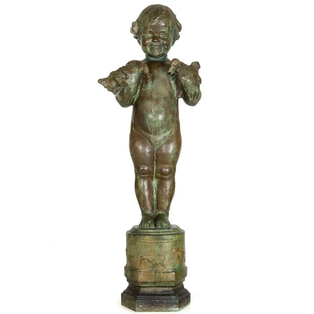 EDITH BARRETTO PARSONS American, 1878-1956 "Duck Baby" Verdigris patinated bronze Signed "E.B. PARSONS" to base Marked...