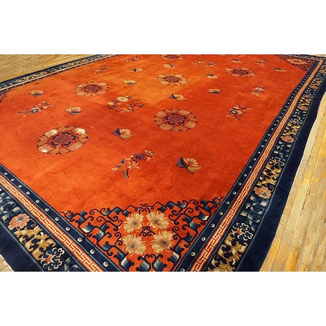 1980s Vintage Large Oversized Yellow Peking Chinese Allover Floral Modern Rug For Sale In New York - Image 6 of 10
