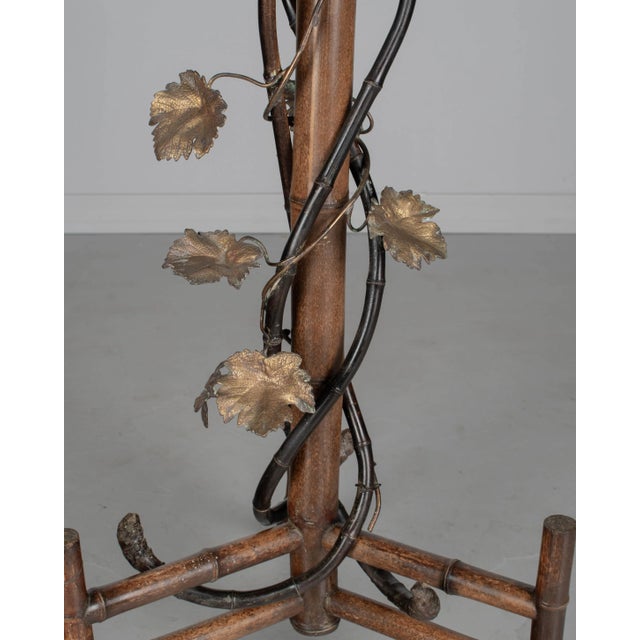 French Art Nouveau Bamboo Torchiere Floor Lamp With Table For Sale - Image 16 of 16