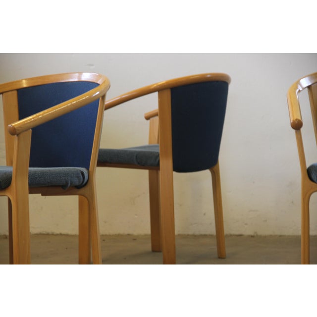 1980s Beech Wood Dining Chairs by Rud Thygesen & Johnny Sørensen for Magnus Olesen, 1980, Set of 4 For Sale - Image 5 of 17