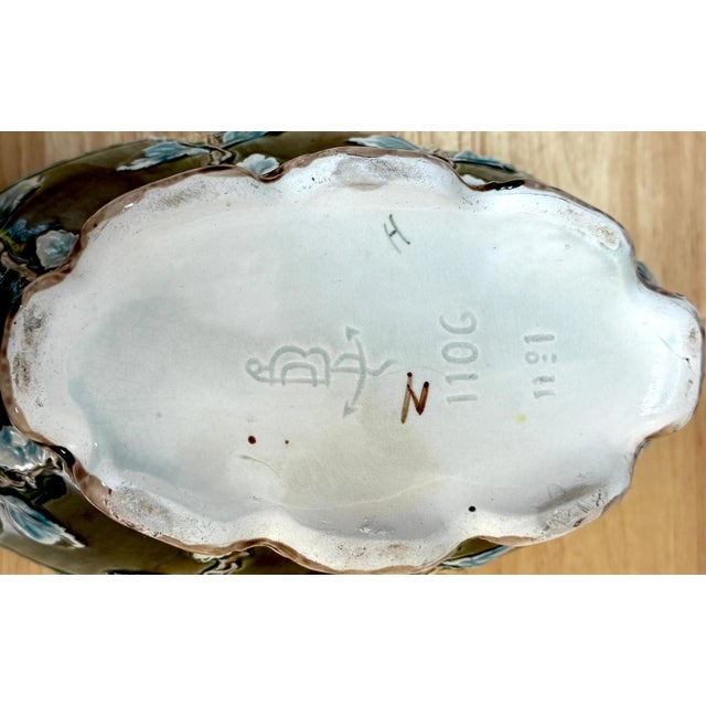 A Stunning French Art Nouveau Majolica Floral Centerpiece by Fives-Lille France, circa 1900s, Gustave de Bruyn & Fils,...