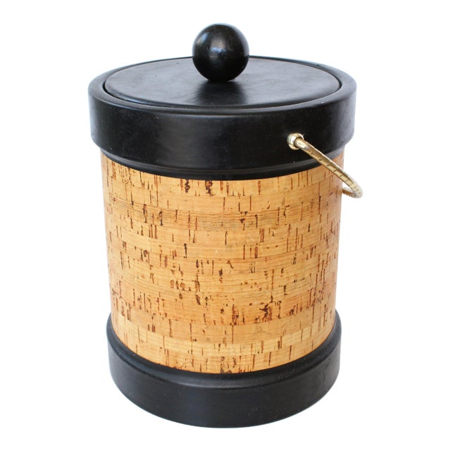 MCM Kraftware New York City Ice Bucket/Cork & Black Vinyl For Sale