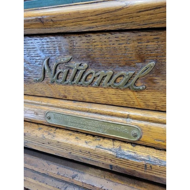 Wood Antique National Cash Register Co. Model 422x With Paper Receipt Ink Printer For Sale - Image 7 of 9