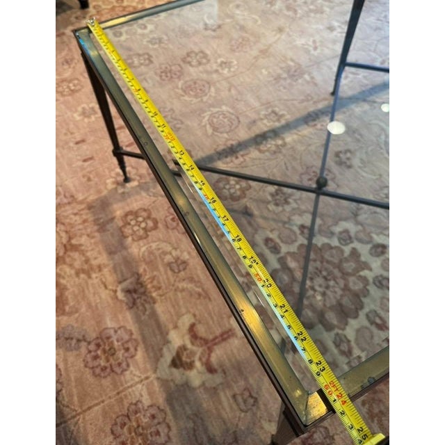 Vintage Maison Jansen Style Neoclassical Iron & Glass Coffee Table With Pinecone Finials For Sale - Image 4 of 4
