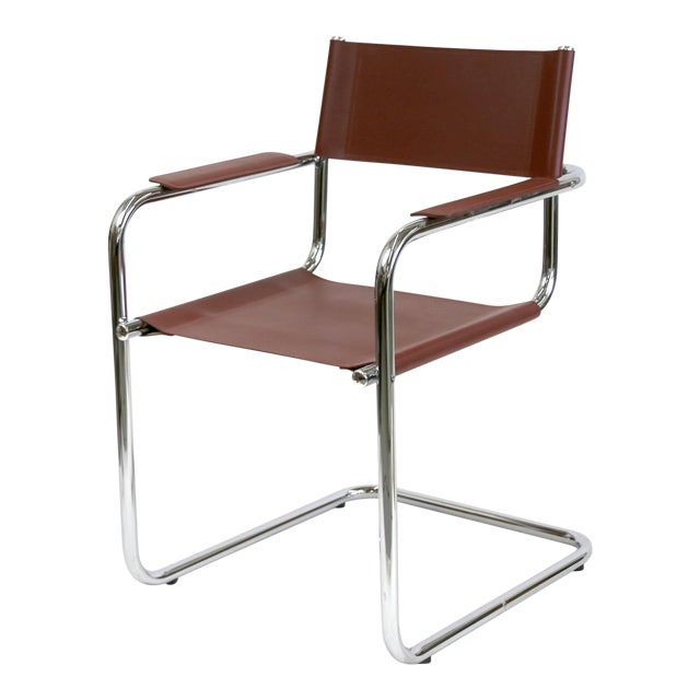 Marcel Breuer Bauhaus Cantilever Leather & Chrome Tube Frame Chair