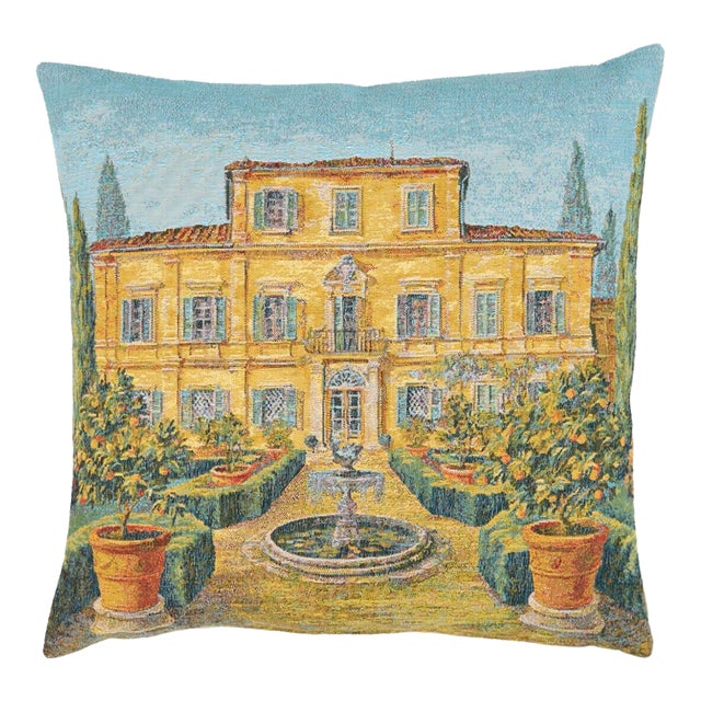 Tuscany Villa Tapestry Cushion With Feather Filler - 46x46cm (18"x18") For Sale