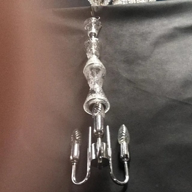 Glass and Chrome Chandelier, 1970s For Sale - Image 11 of 13