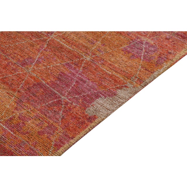 2010s Rug & Kilim’s Hand-Knotted Rug in Multihued Gold, Red, Subtle Geometric Pattern For Sale - Image 5 of 7