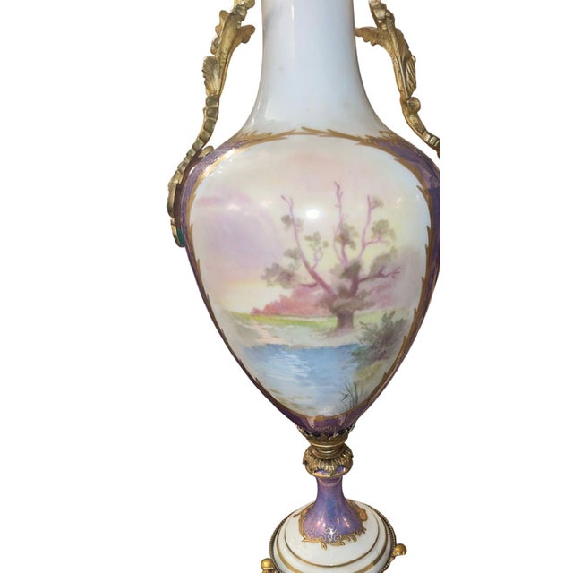 19th Century Antique 19th Century French Sevres Porcelain & Bronze Vase. Signed Maxant. For Sale - Image 5 of 12