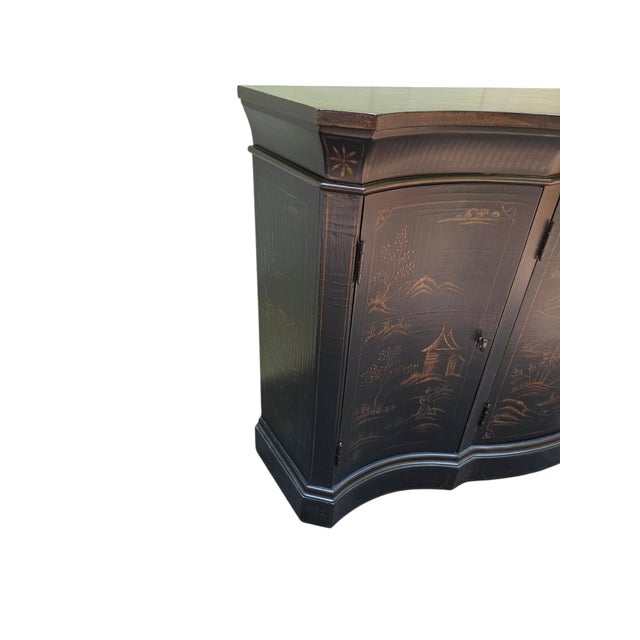 Ethan Allen 1990s Ethan Allen Vivianne Serpentine Console Buffet Sideboard Credenza Chinoiserie For Sale - Image 4 of 18