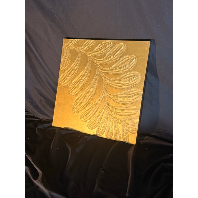 Gold Metallic Gold Botanical Relief Wall Plaque For Sale - Image 8 of 10
