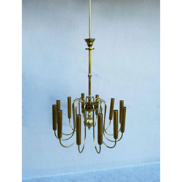 Italian Brass Chandelier, 1940s For Sale - Image 6 of 9
