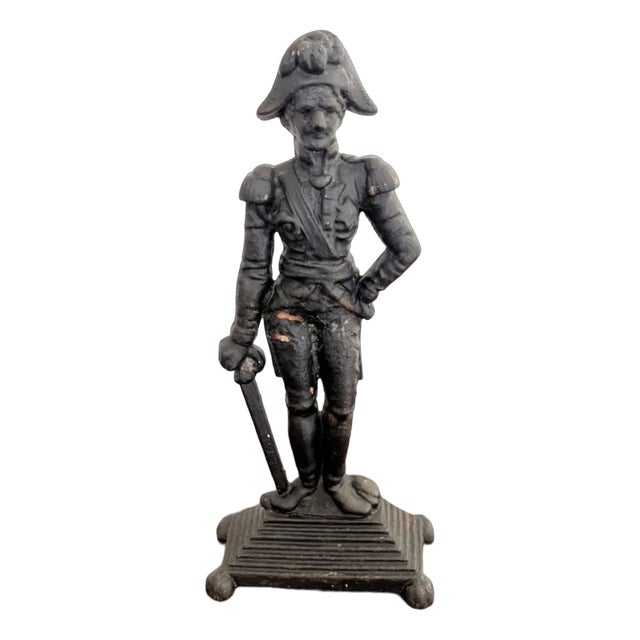Antique Victorian Cast Iron Door Stop in the Form of Lord Nelson, 1880s For Sale