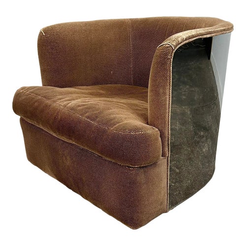 Milo Baughman Chrome Club Chair on Swivel Rock Base