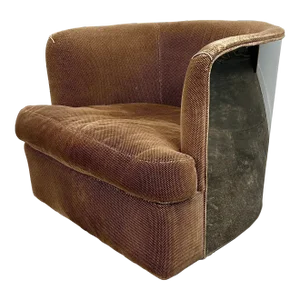Milo Baughman Chrome Club Chair on Swivel Rock Base