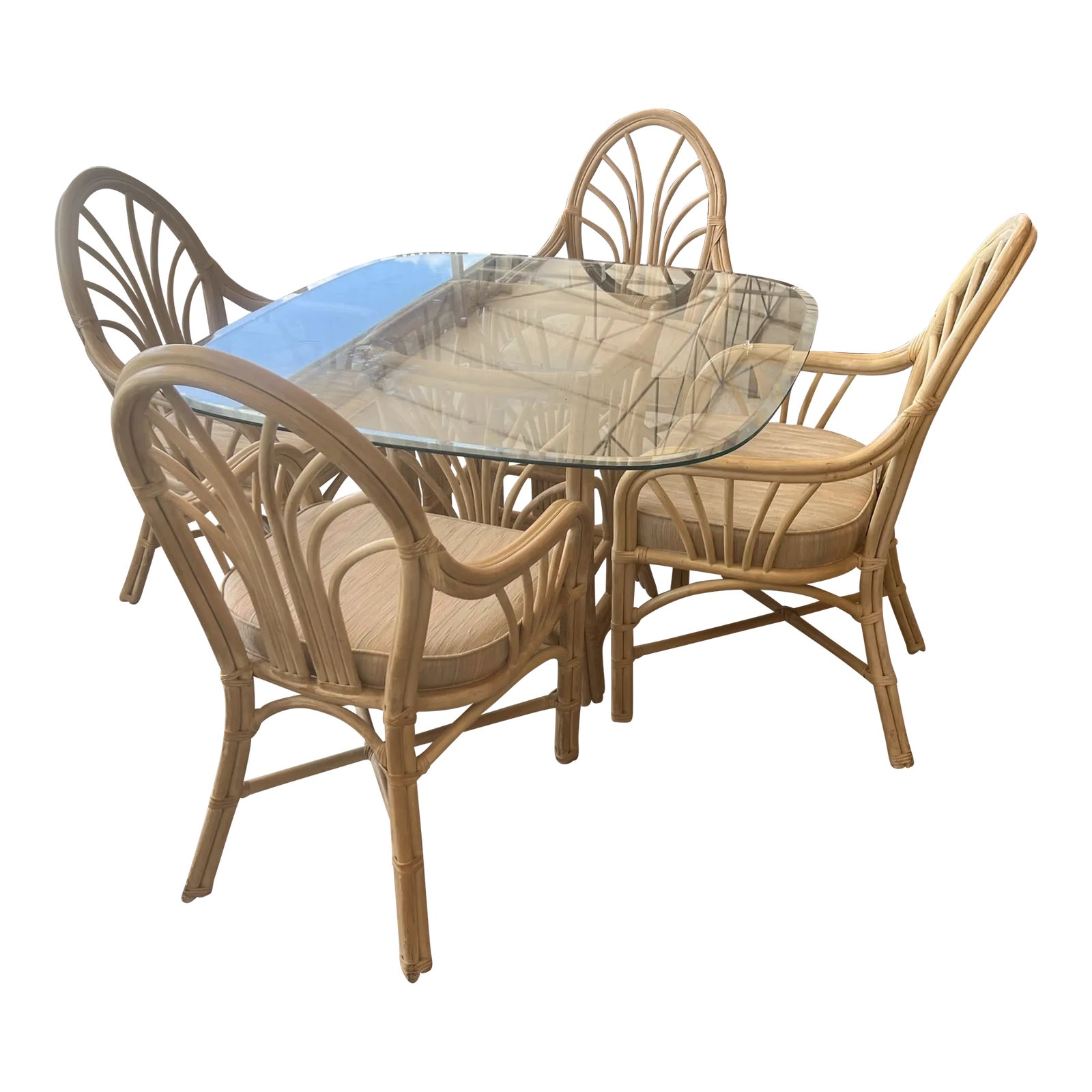 Mid 20th Century Bassett Bamboo Rattan Dining Set of 5 Chairish