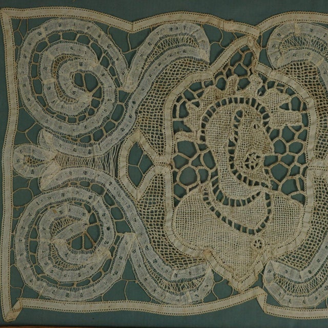 Circa 1700 Lace Embroidered Picture. Worked in a variety of lace techniques. A central panel depicts a male head and...