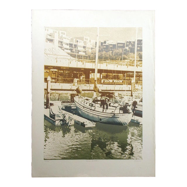 Ted Thomas "Home Port #2" Signed & Numbered Etching Art Print, Boats & Ships For Sale