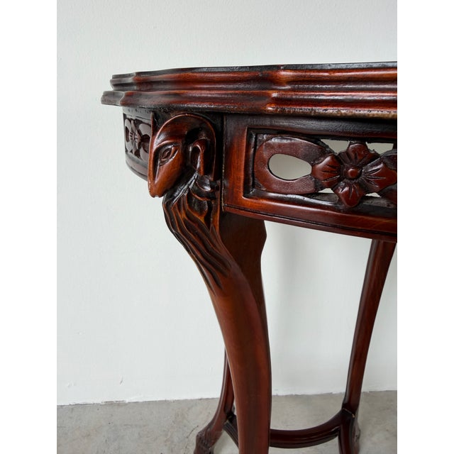Vintage Regency Style Carved Mahogany Ram Head Accent Table For Sale - Image 10 of 18
