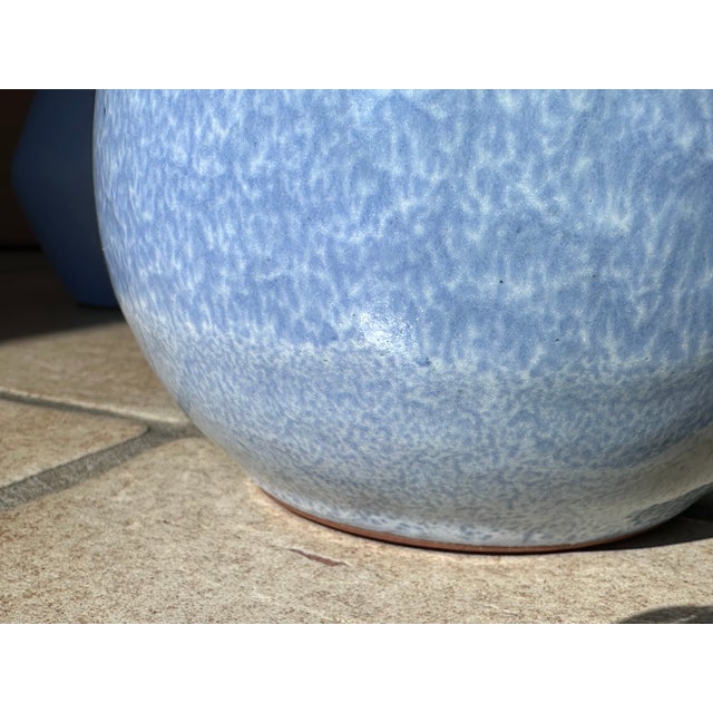 Blue Handmade Light Blue Studio Ceramic Vases from Manufaktur Töpferhof Römhild, Thuringia, Germany, 1970s, Set of 2 For Sale - Image 8 of 15