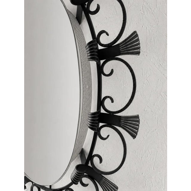Illuminated Wrought Iron Wall Mirror from Hillebrand, 1980s For Sale - Image 4 of 11