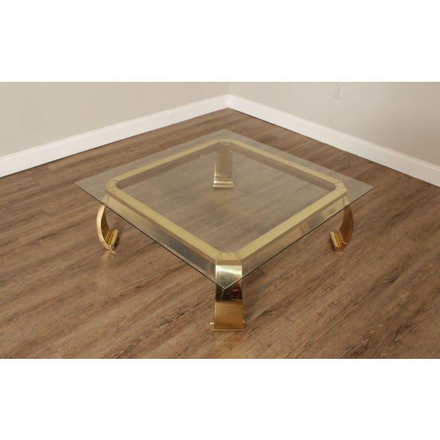 Mastercraft Attributed Hollywood Regency Asian Inspired Brass and Glass Coffee Table For Sale - Image 12 of 18