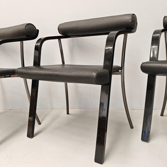 Vintage Black Armchairs with Armrests, 1980s, Set of 4 For Sale - Image 16 of 18