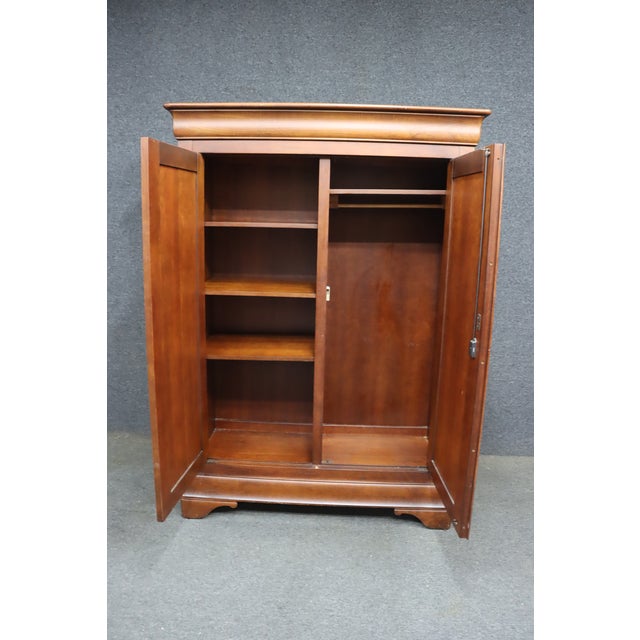 Louis Philippe Style Cherry Armoire Wardrobe For Sale - Image 12 of 12