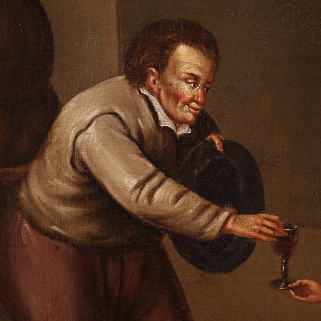 Flemish Artist, Interior Scene, 1670, Oil on Canvas For Sale - Image 7 of 13