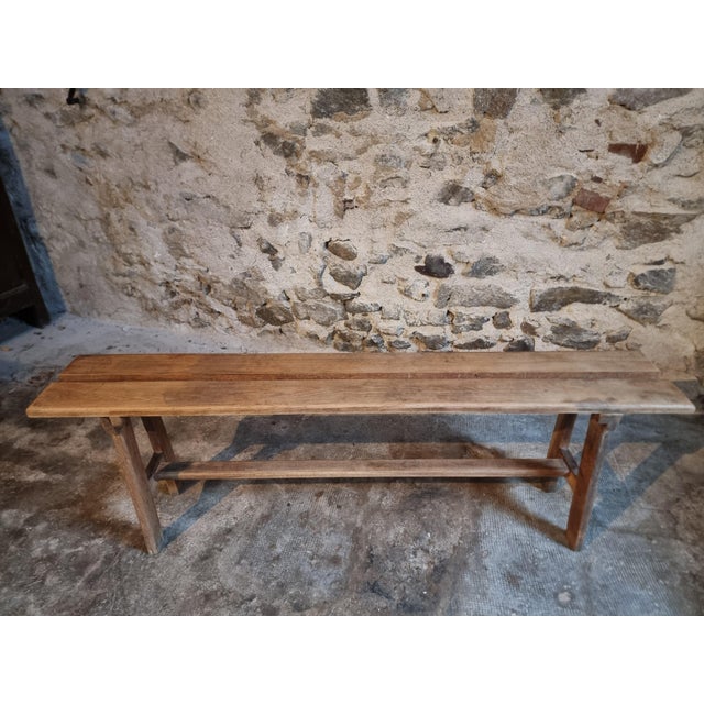Vintage French Oak Bench, 1950s For Sale - Image 10 of 12