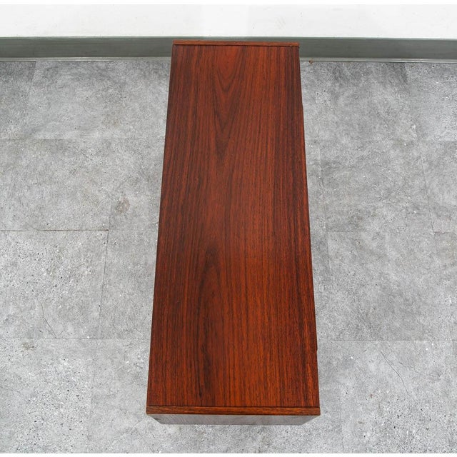 Mid Century Danish Modern Side Table Entryway Chest 2 Drawer Rosewood Bedside For Sale - Image 4 of 12