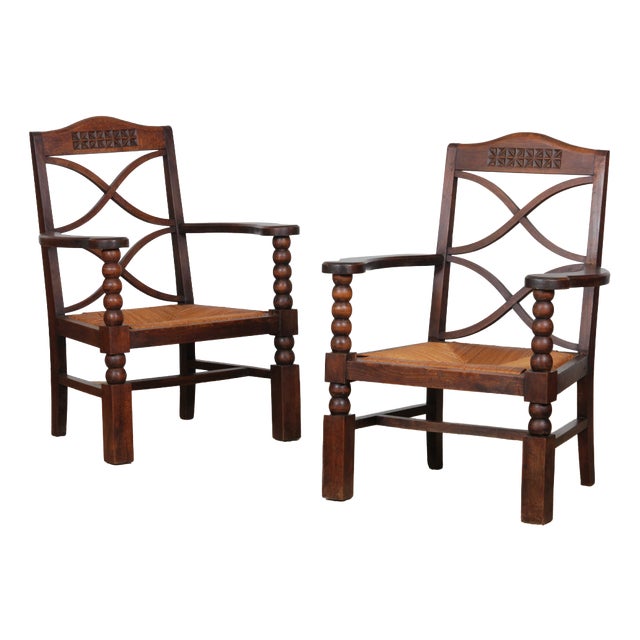 Vintage Armchairs in the style of Charles Dudouyt, 1950, Set of 2 For Sale