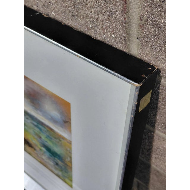 Blue Framed J. Akston "Mystery in the Skies 1974" Acrylic on Paper For Sale - Image 8 of 10