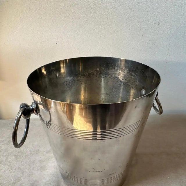 Metal 1950s Art Deco Silver Plated French Wine Cooler For Sale - Image 7 of 8