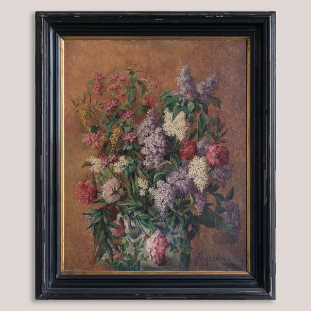 Modern Floral Still Life in Vase, 1920s-1940s, Oil on Canvas For Sale - Image 3 of 11