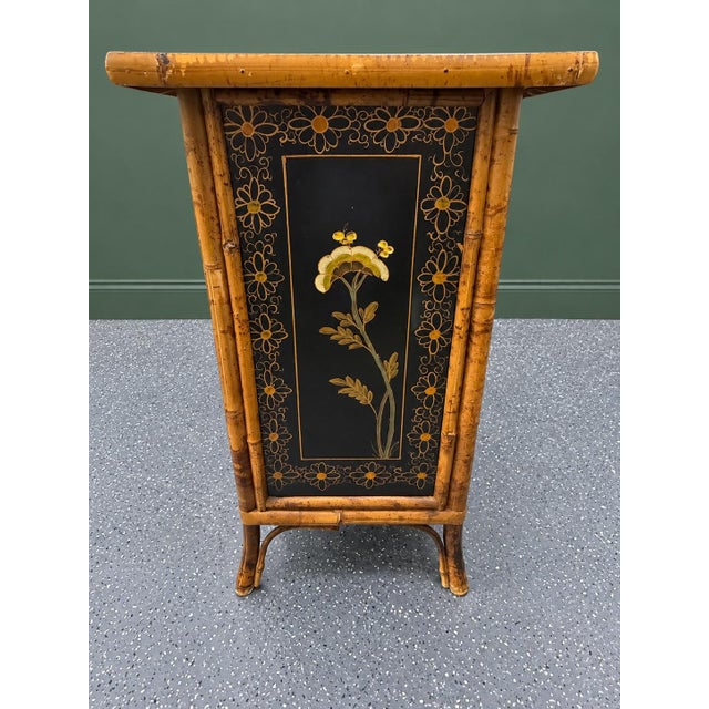 Vintage Aesthetic Movement Style Bamboo and Black Lacquer Chinoiserie Cabinet For Sale In Baton Rouge - Image 6 of 11